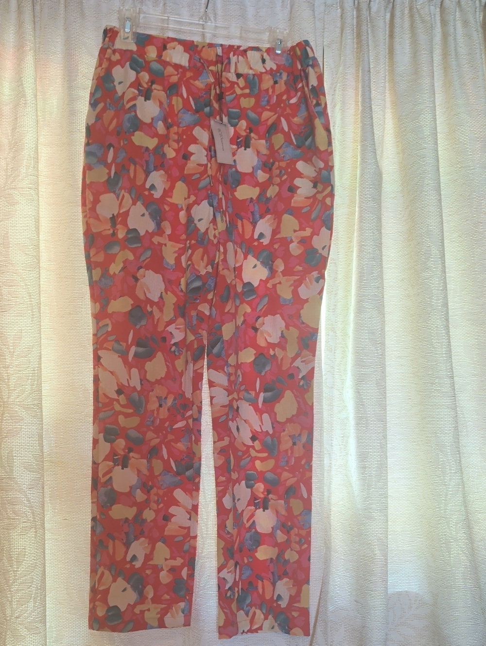 BCBGeneration Coral Floral Print Straight Leg Pants